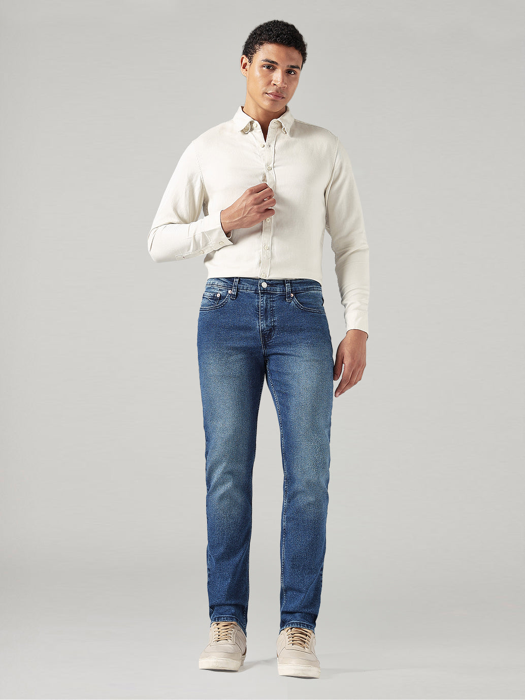 Men's 511 Dark Blue Slim Fit Mid Rise Jeans - Front View