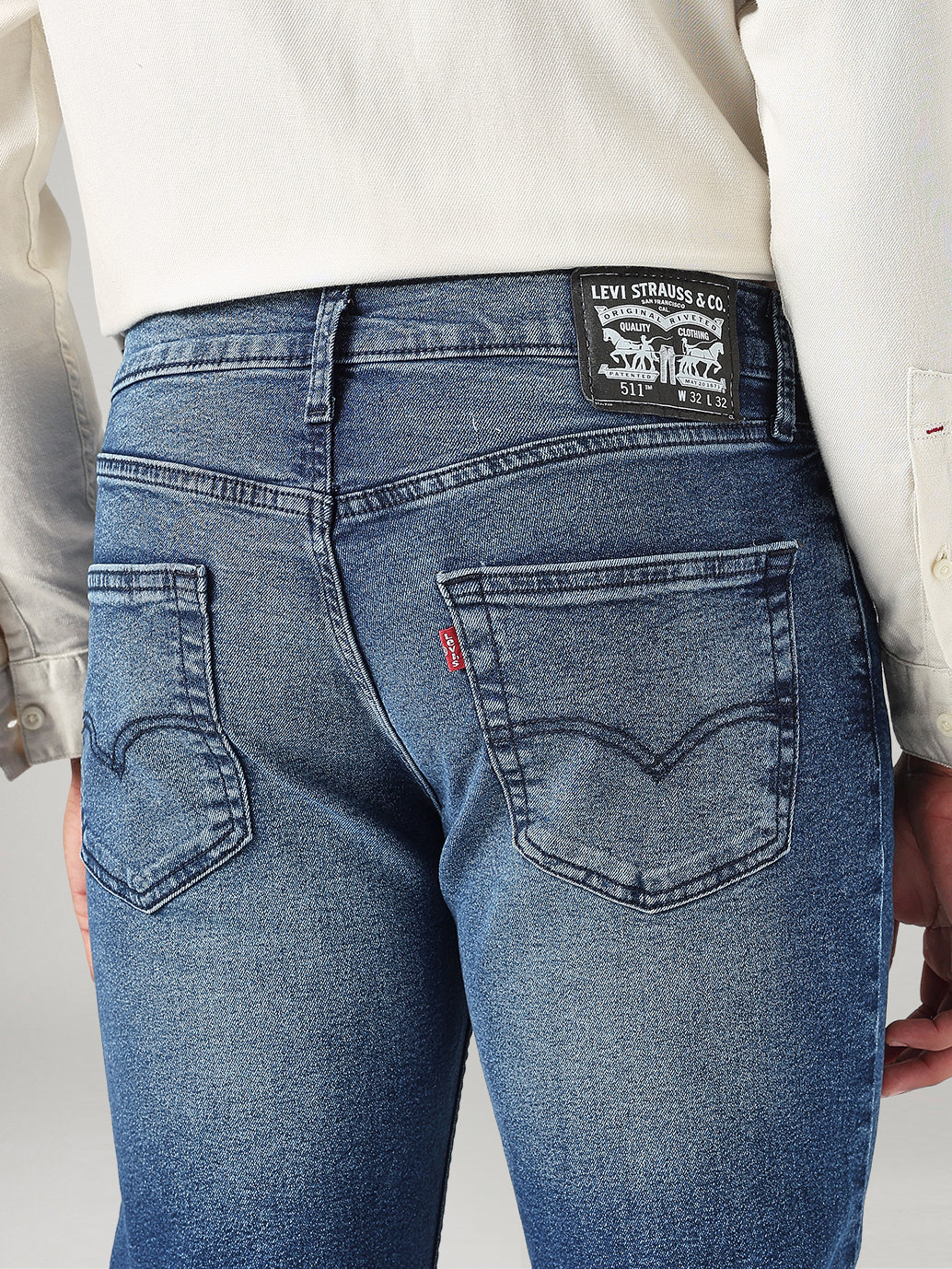 Men's 511 Dark Blue Slim Fit Mid Rise Jeans - Detail View