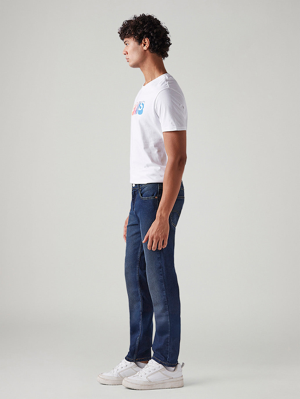 Men's 511 Dark Blue Slim Fit Mid Rise Tinted Jeans - Side View