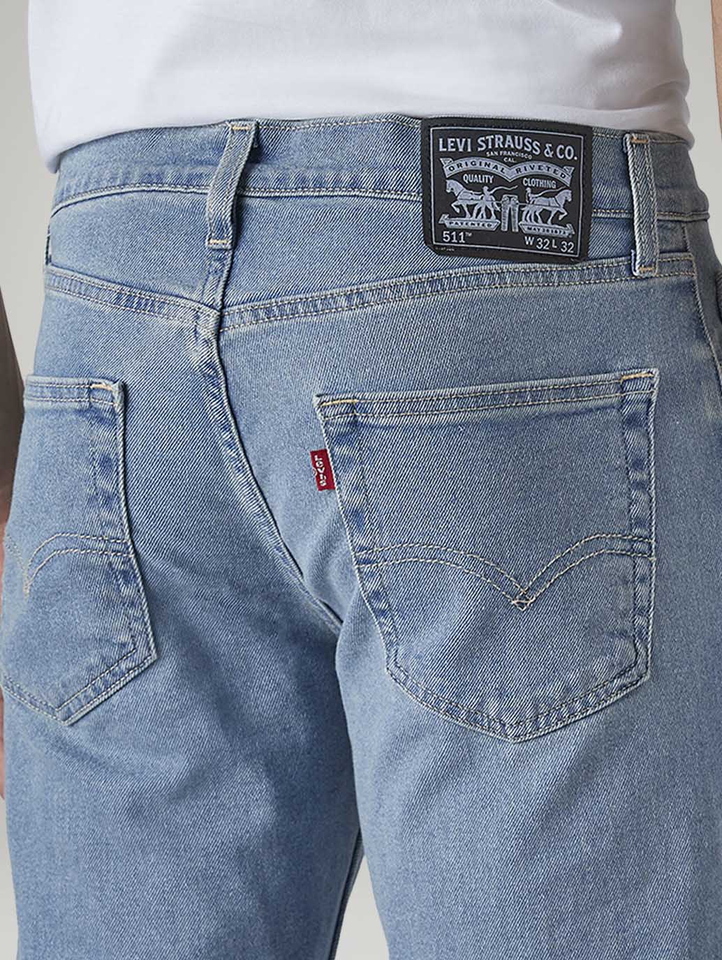 Men's 511 Light Blue Slim Fit Mid Rise Jeans - Detail View