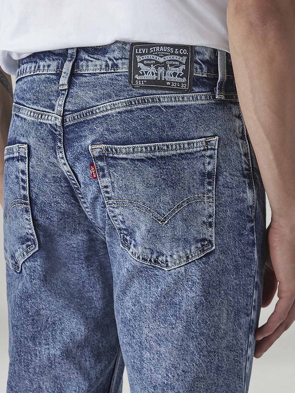 Men's 511 Blue Slim Fit Mid Rise Jeans - 20 View