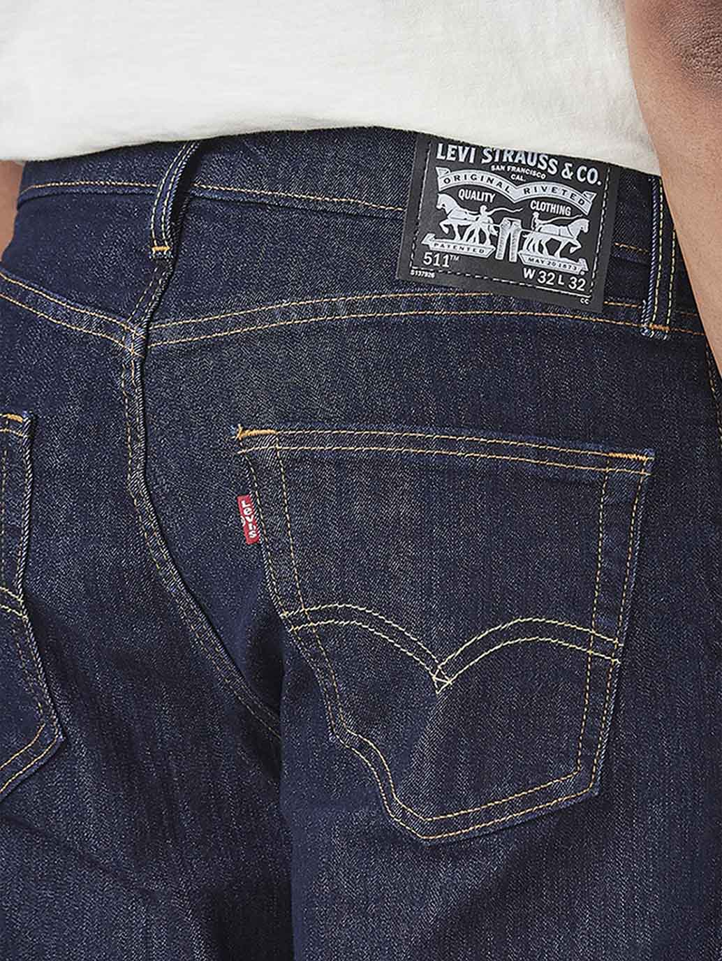Men's 511 Dark Blue Slim Fit Mid Rise Jeans - Detail View