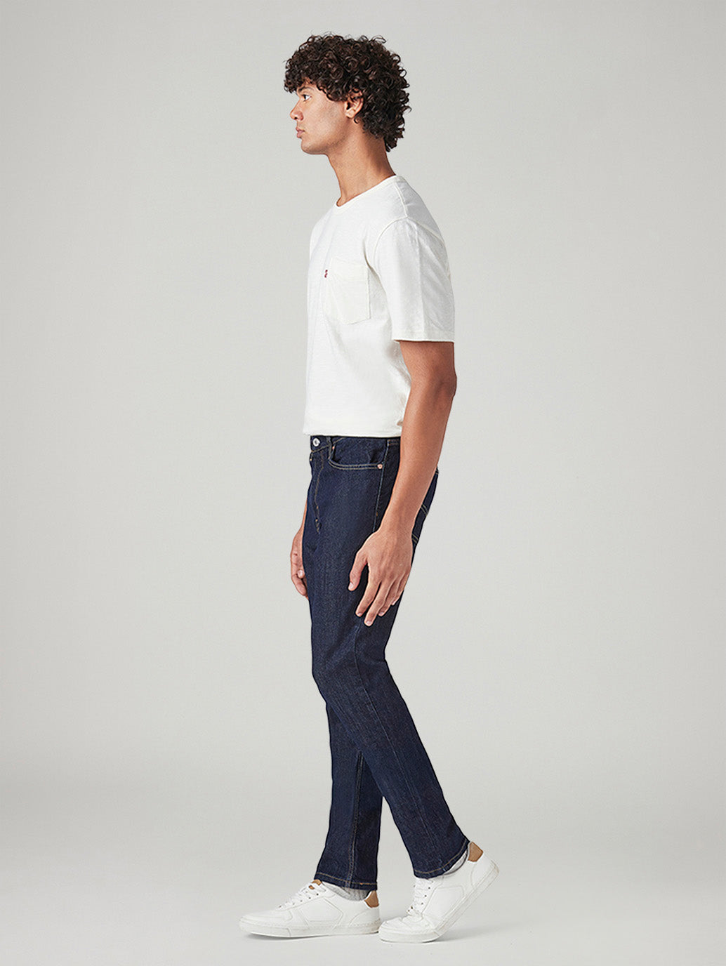 Men's 511 Dark Blue Slim Fit Mid Rise Jeans - Side View