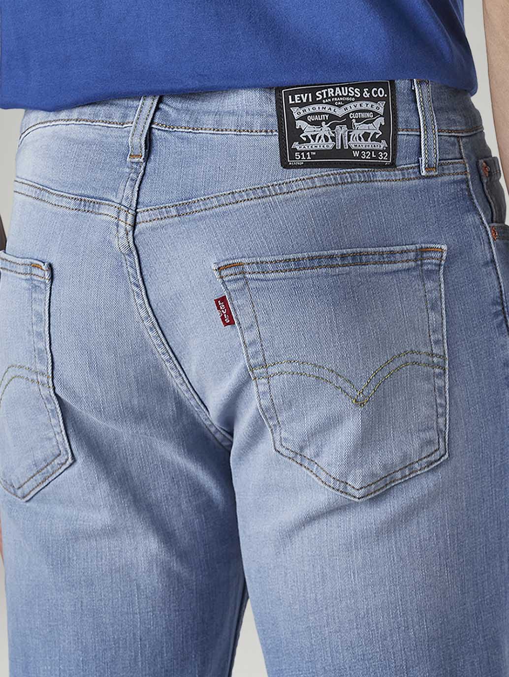 Men's 511 Light Blue Slim Fit Mid Rise Jeans - Detail View