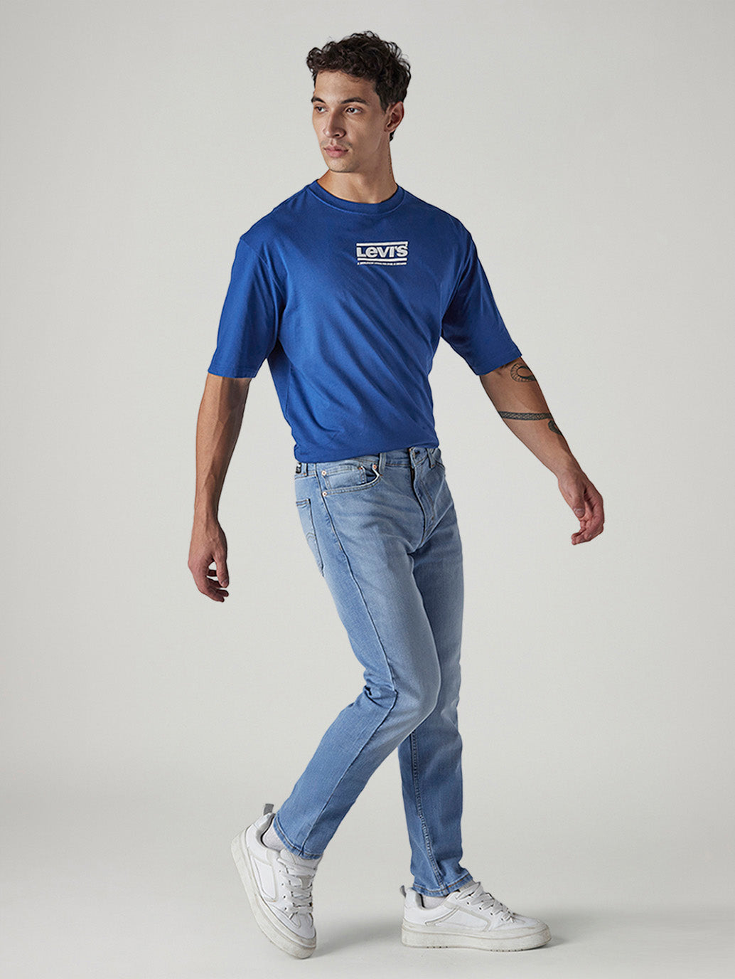 Men's 511 Light Blue Slim Fit Mid Rise Jeans - Side View