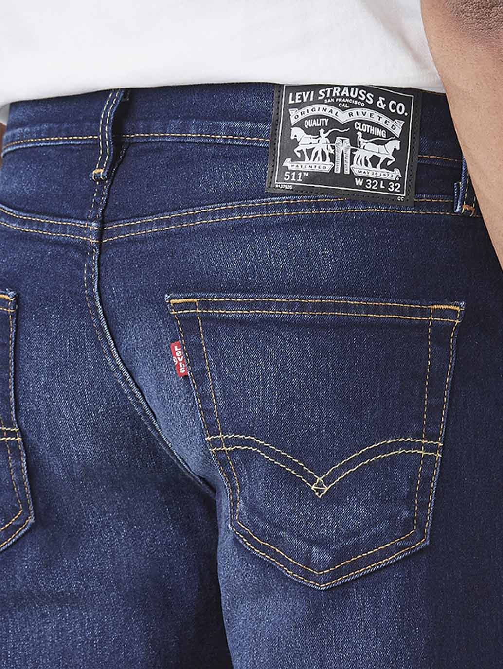 Men's 511 Dark Blue Slim Fit Mid Rise Jeans - Detail View