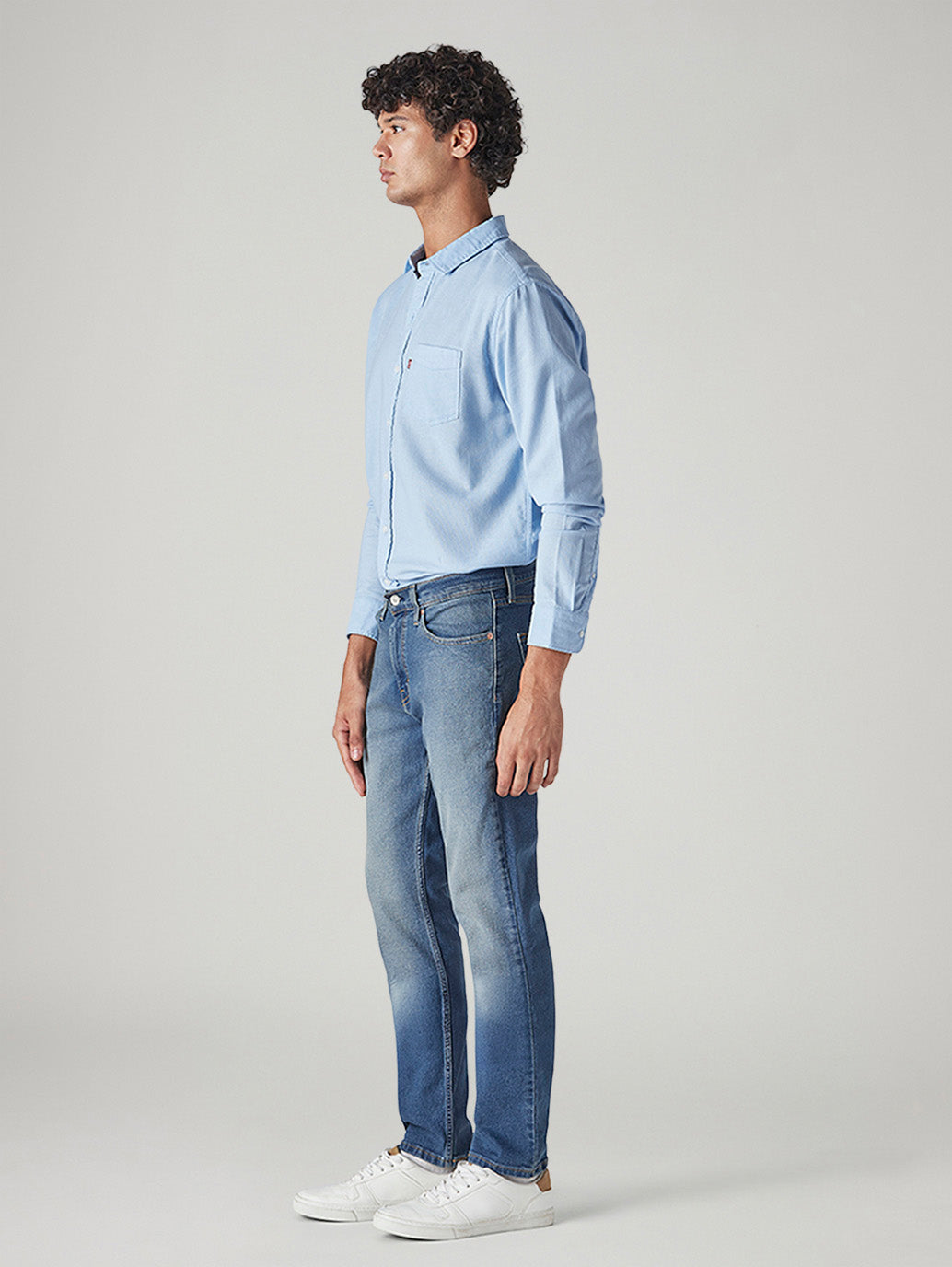 Men's 511 Blue Slim Fit Mid Rise Jeans - Side View