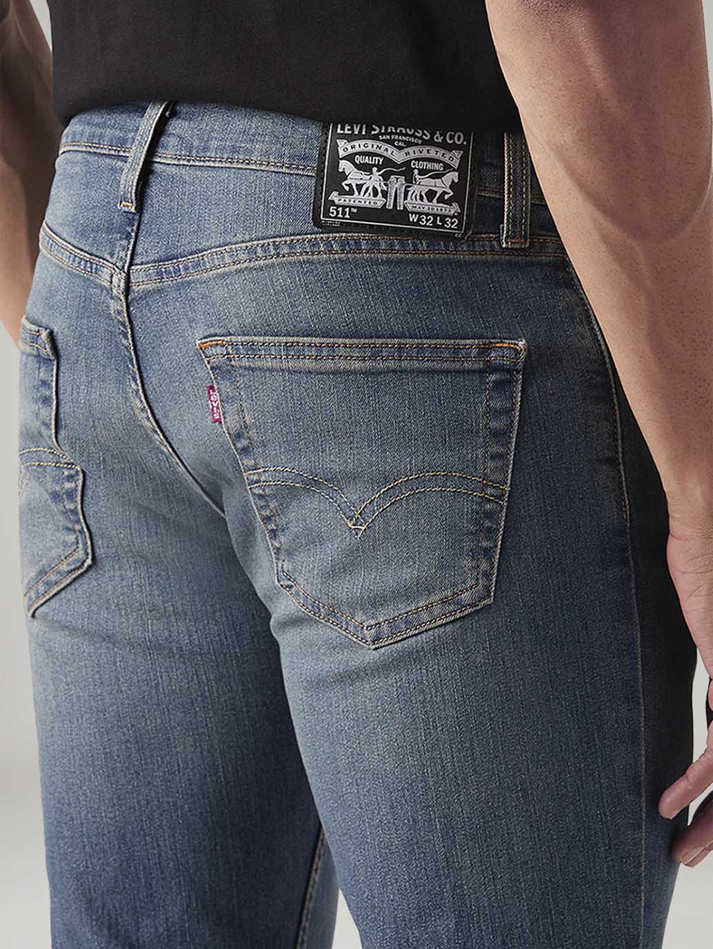 Men's 511 Med Indigo Slim Fit Mid Rise Tinted Jeans - Detail View