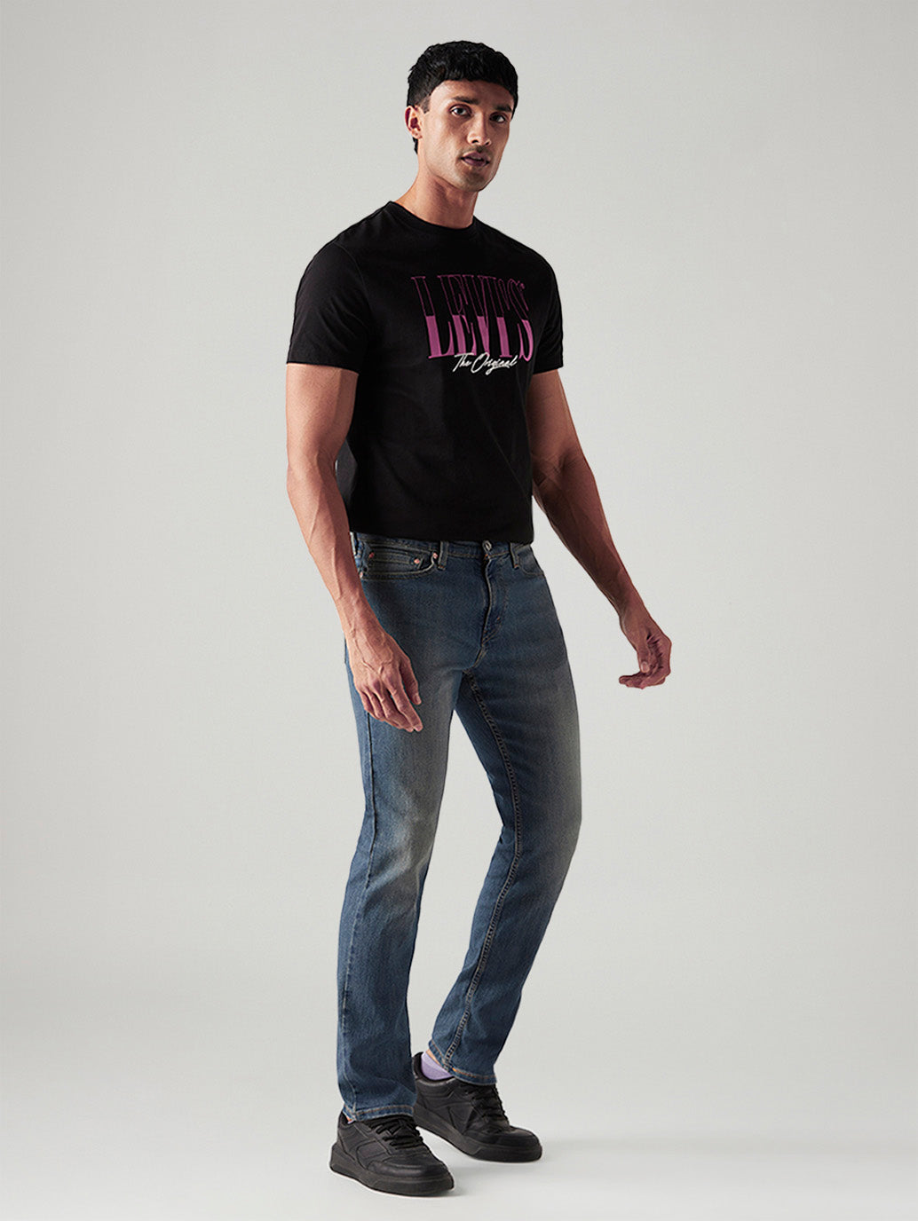 Men's 511 Med Indigo Slim Fit Mid Rise Tinted Jeans - Side View