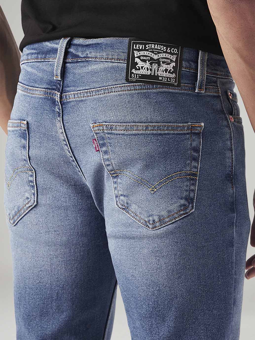 Men's 511 Med Indigo Slim Fit Mid Rise Jeans - Detail View