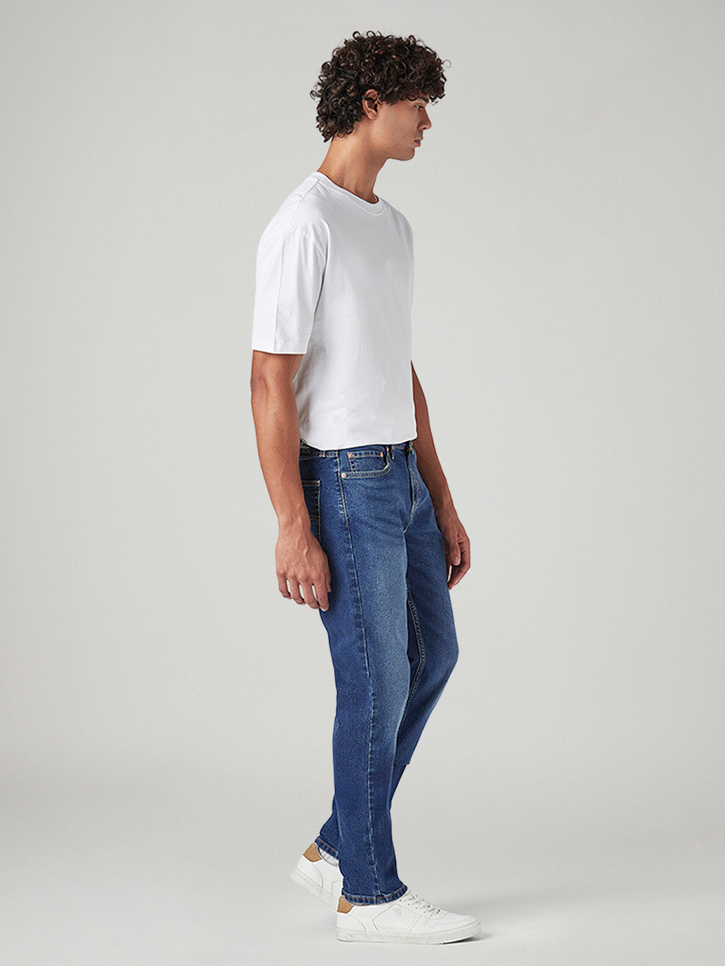 Men's 511 Blue Slim Fit Mid Rise Tinted Jeans - Side View