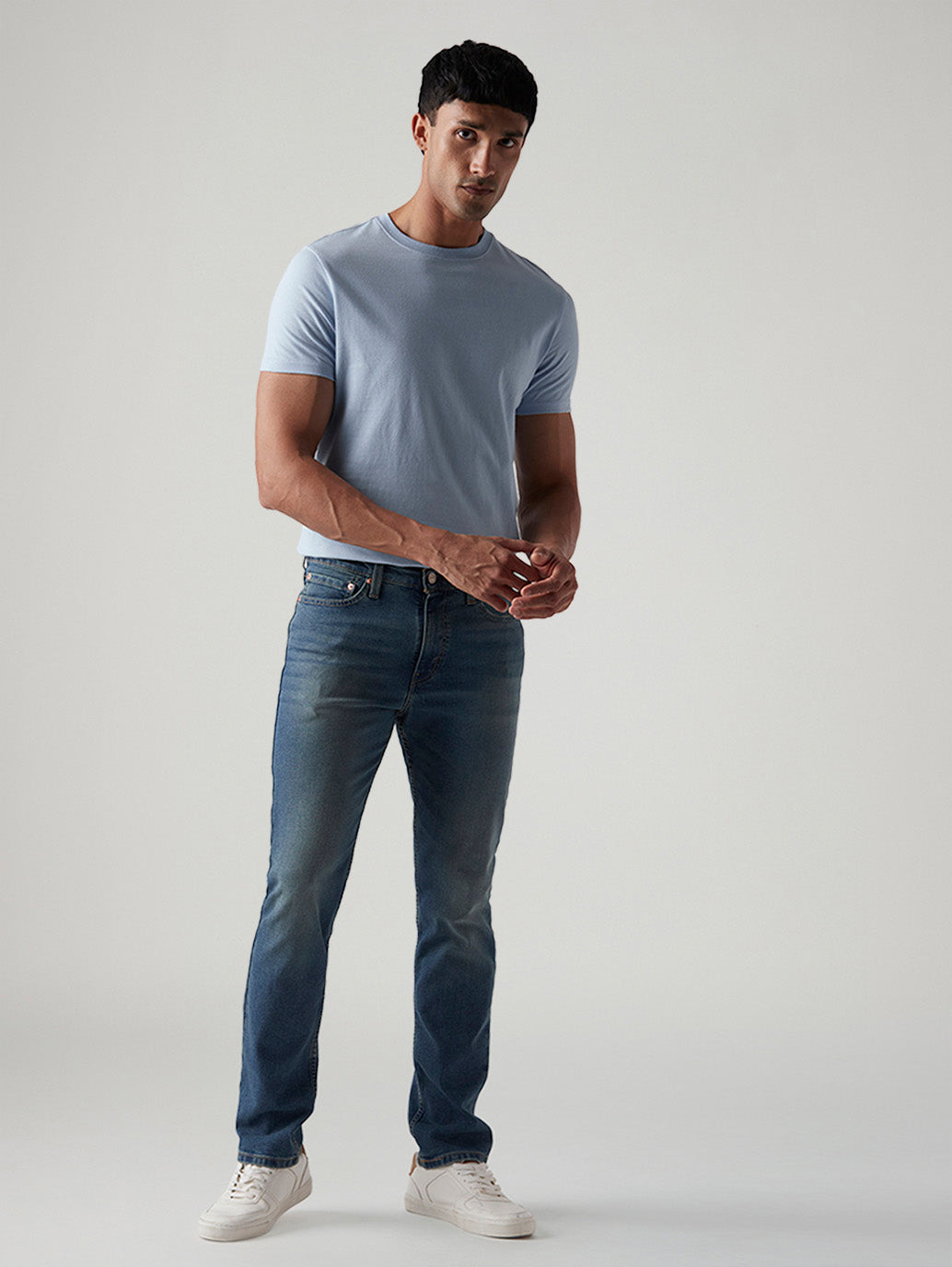 Men's 511 Blue Slim Fit Mid Rise Jeans - Front View