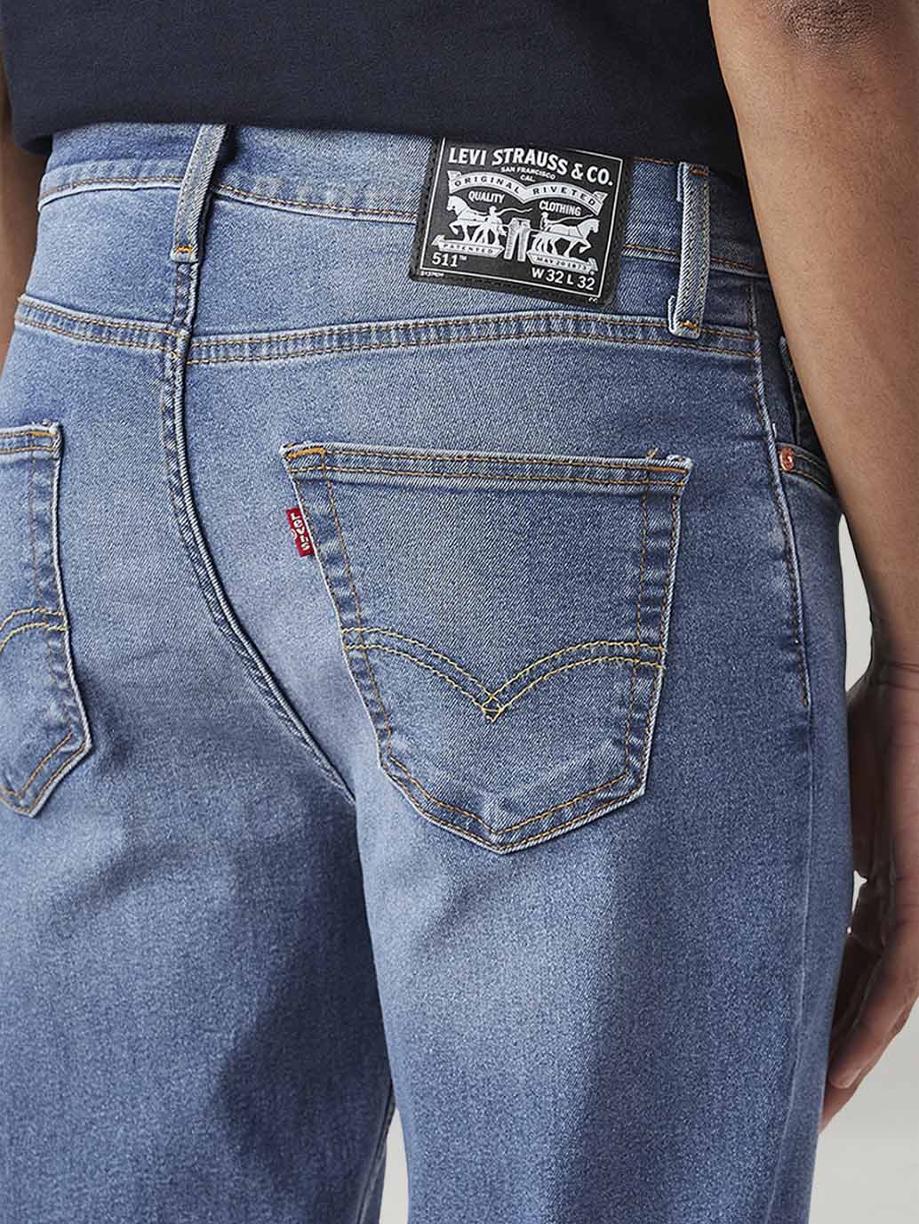 Men's 511 Med Indigo Slim Fit Mid Rise Jeans - Detail View