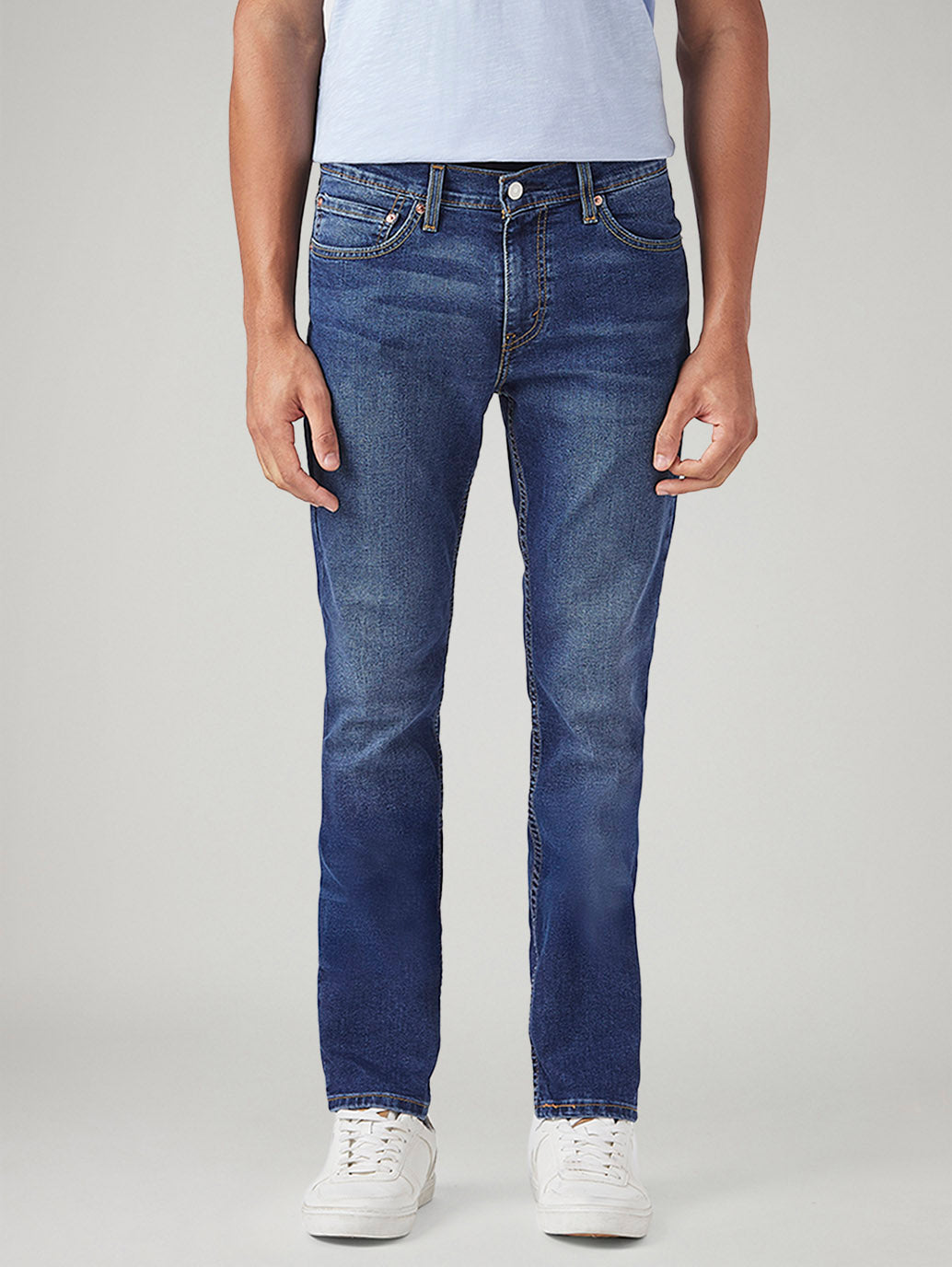 Men's 511 Blue Slim Fit Mid Rise Jeans - Front View