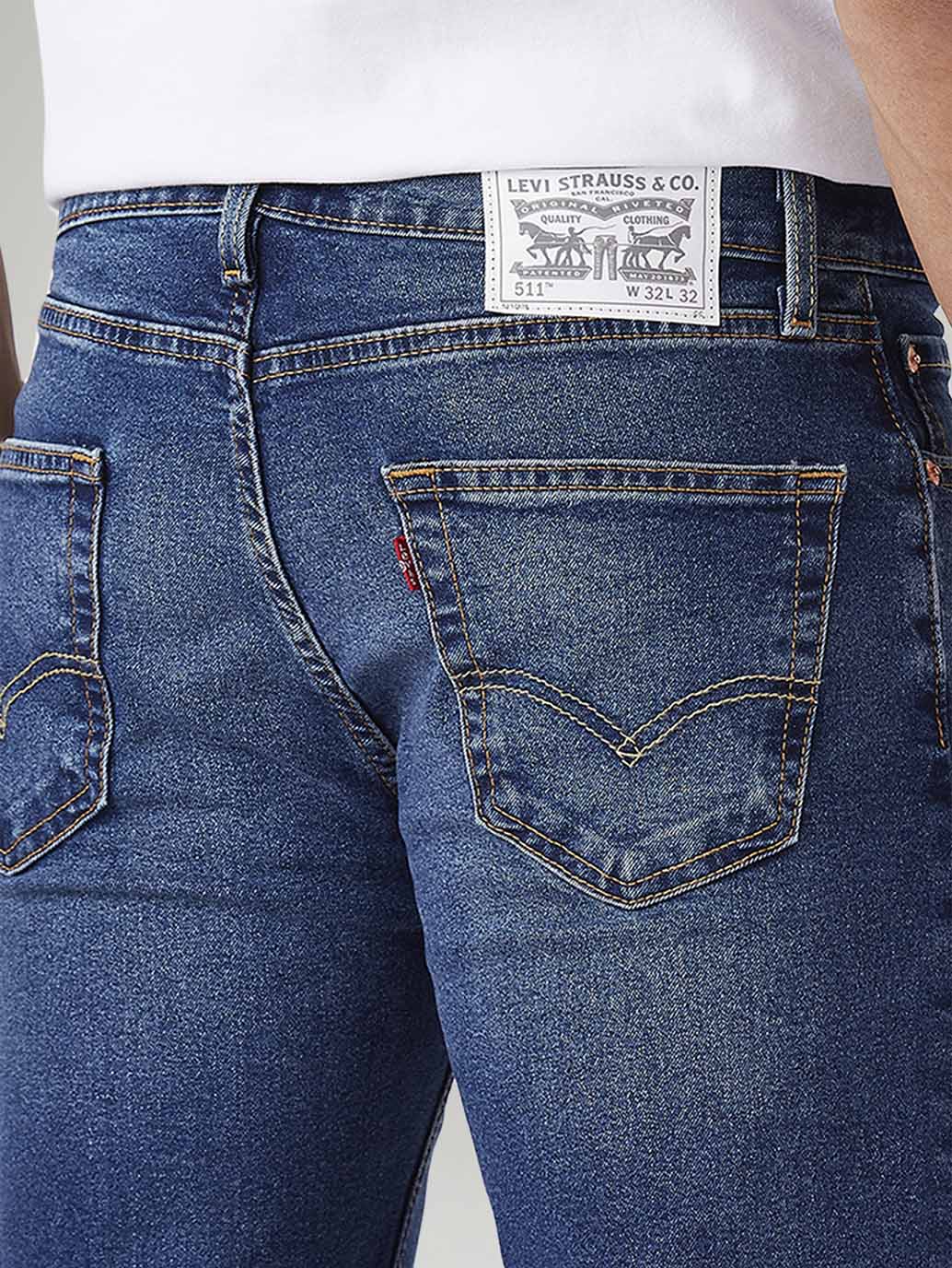 Men's 511 Dark Indigo Slim Fit Mid Rise Jeans - Detail View
