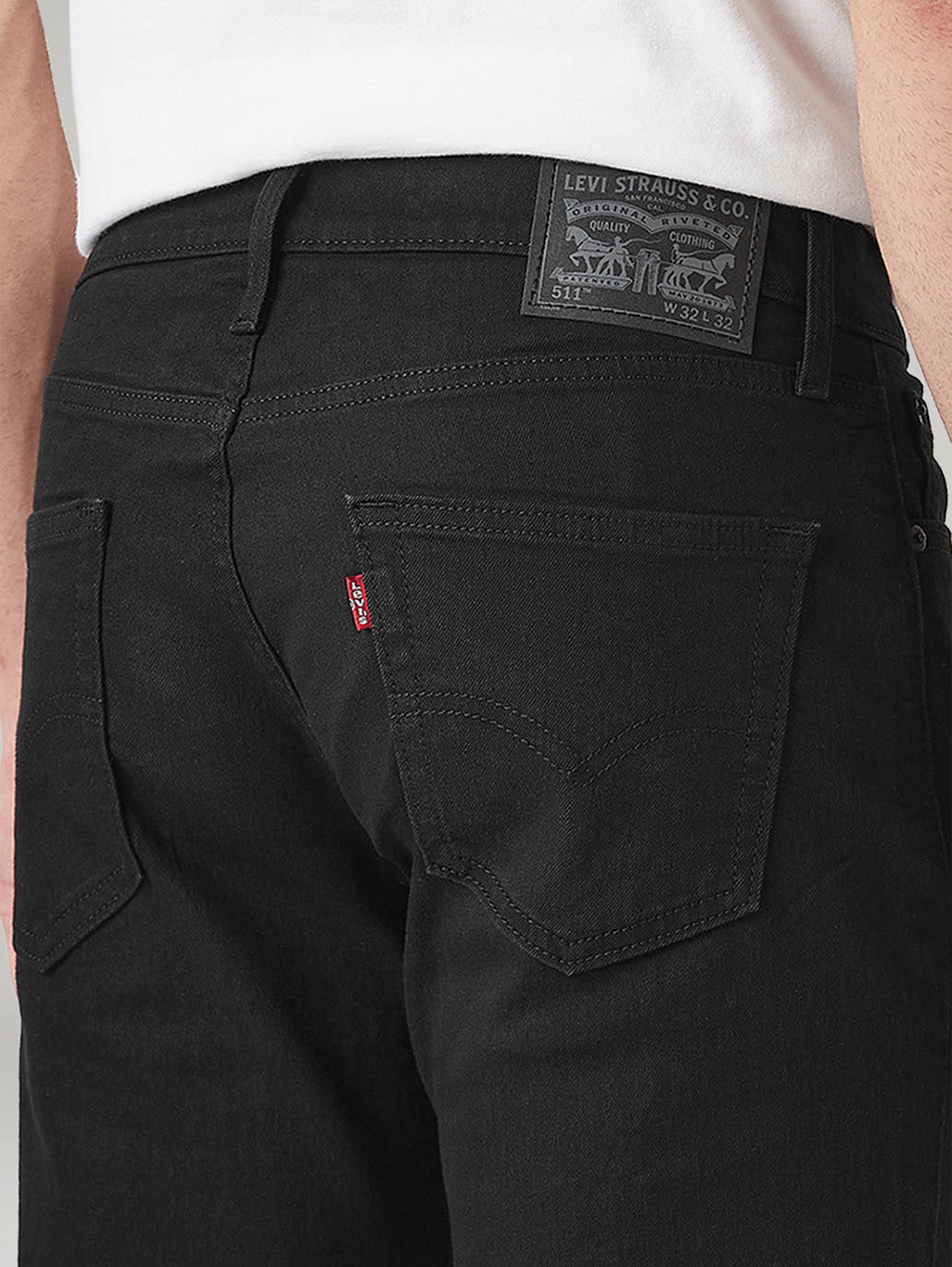 Men's 511 Black Slim Fit Mid Rise Jeans - Detail View
