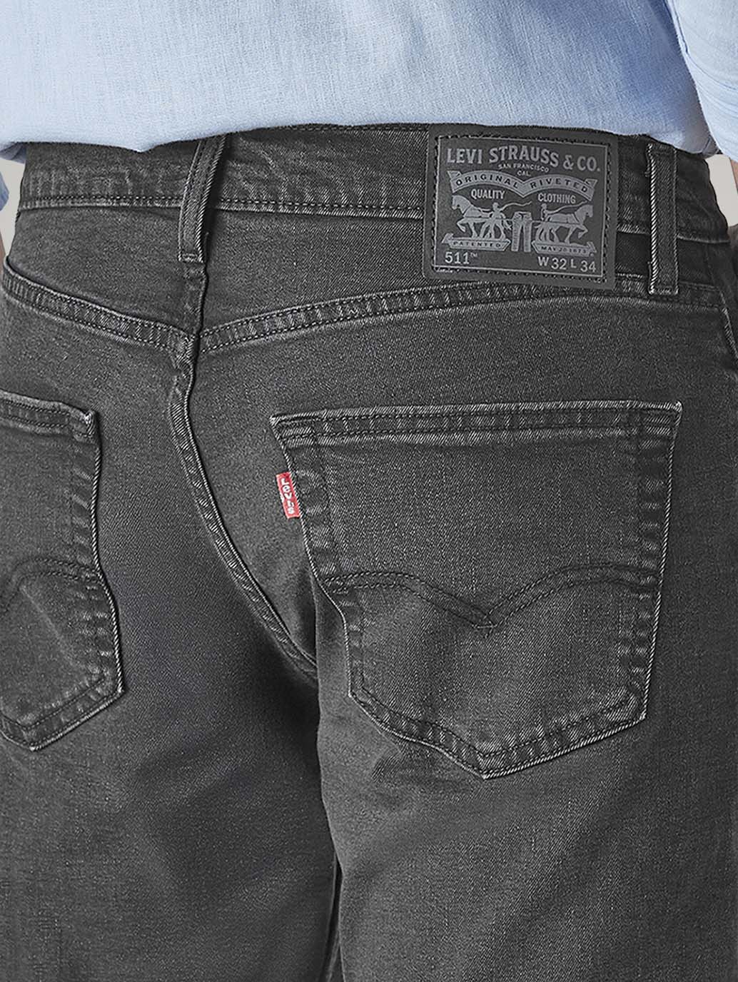 Men's 511 Charcoal Grey Slim Fit Mid Rise Jeans - Detail View