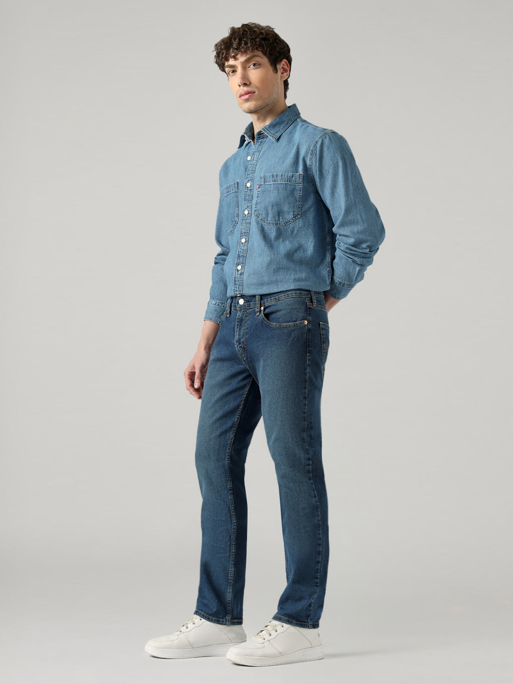 Men's 511 Dark Blue Slim Fit Mid Rise Jeans - Side View