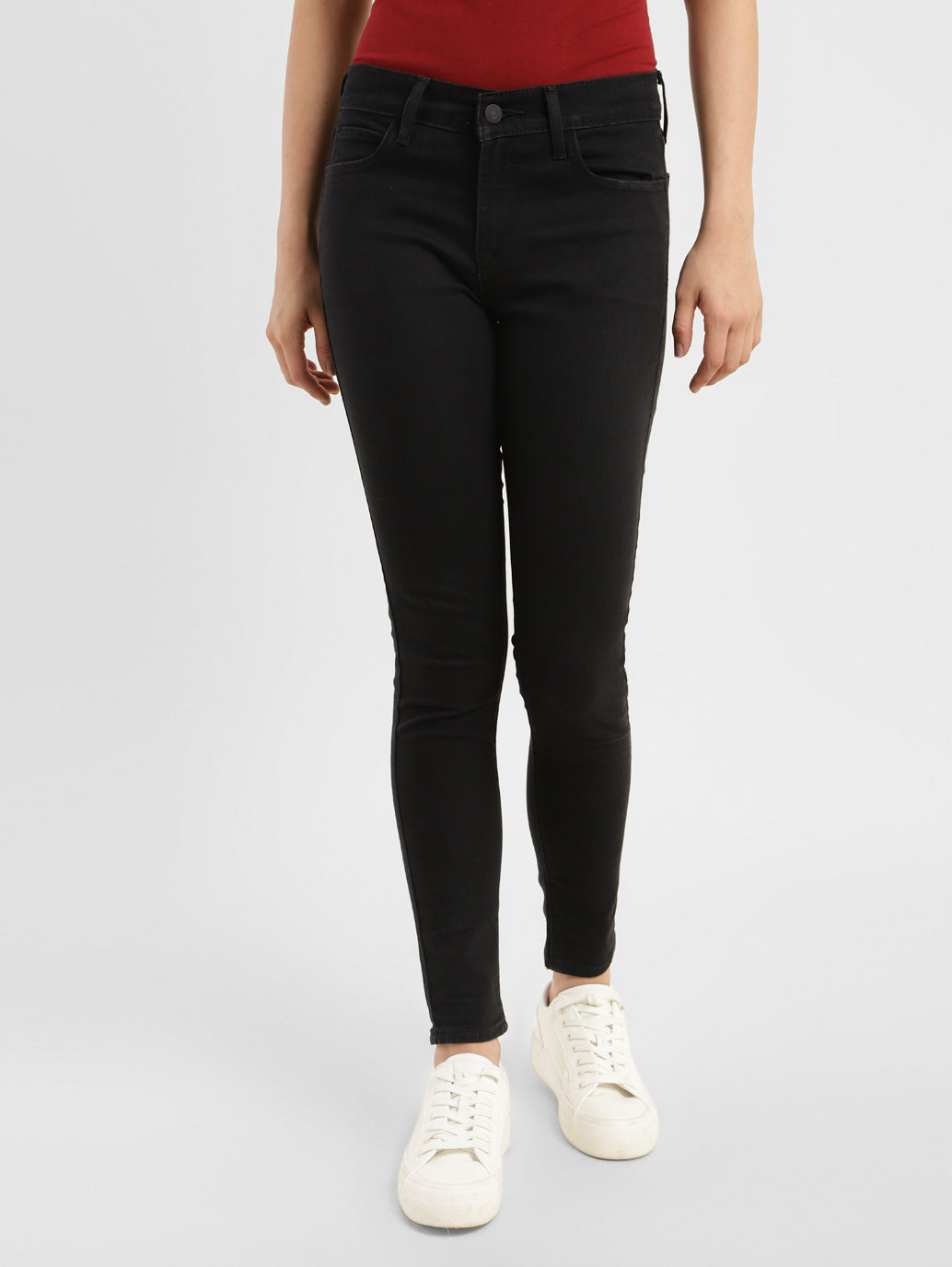 Women's 710 Black Skinny Fit Mid Rise Jeans
