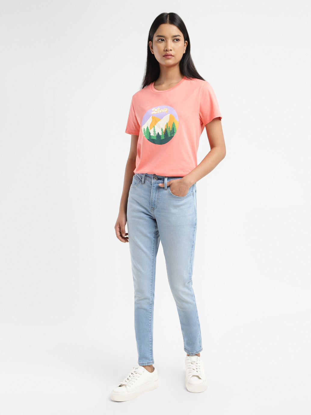 Women's 710 Blue Skinny Fit Mid Rise Jeans