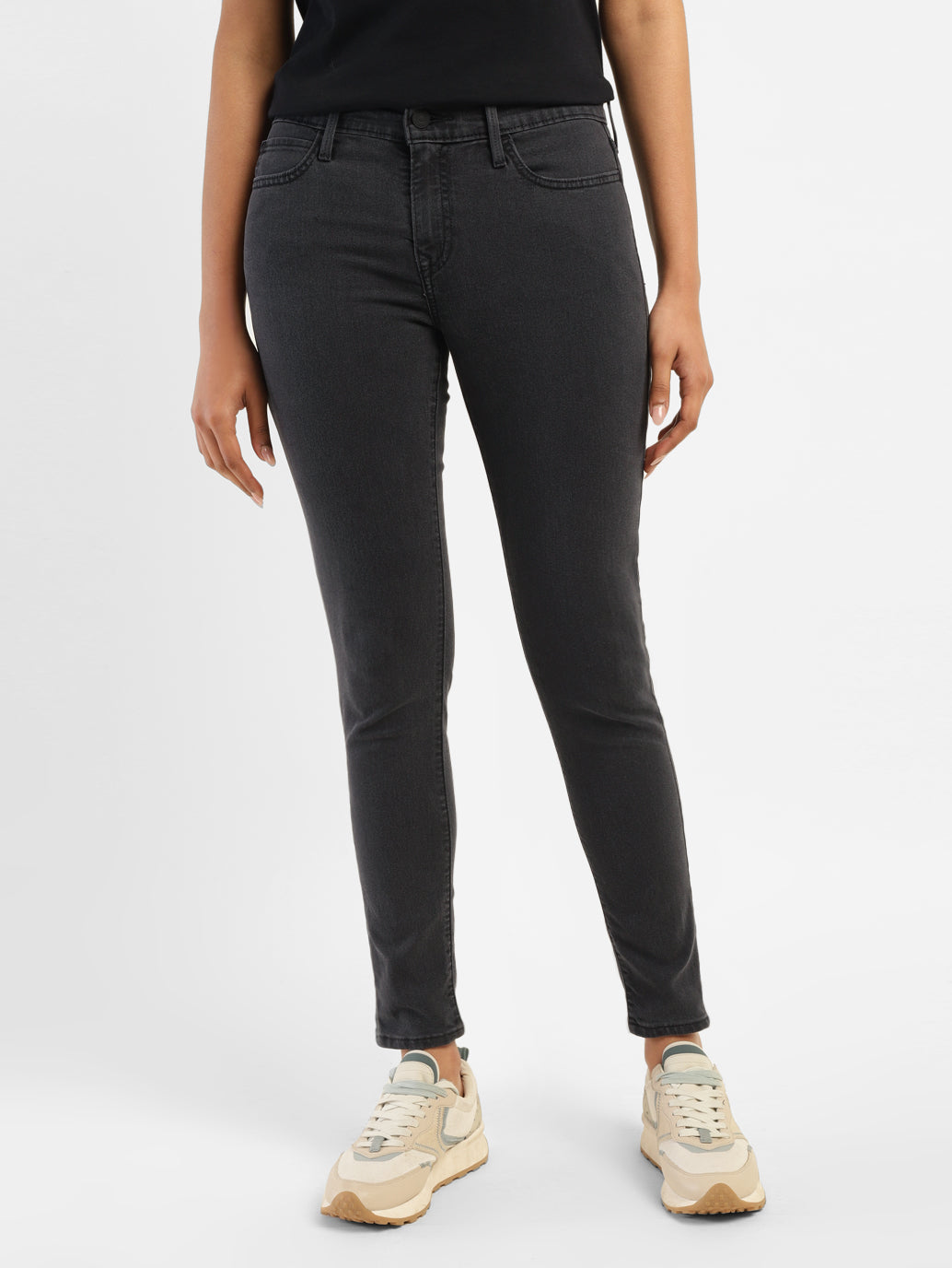 Women's 710 Black Skinny Fit Mid Rise Jeans