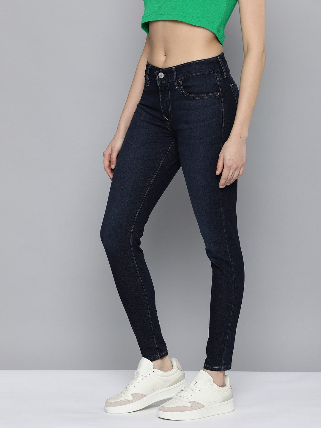 Women's 710 Blue Skinny Fit Mid Rise Jeans