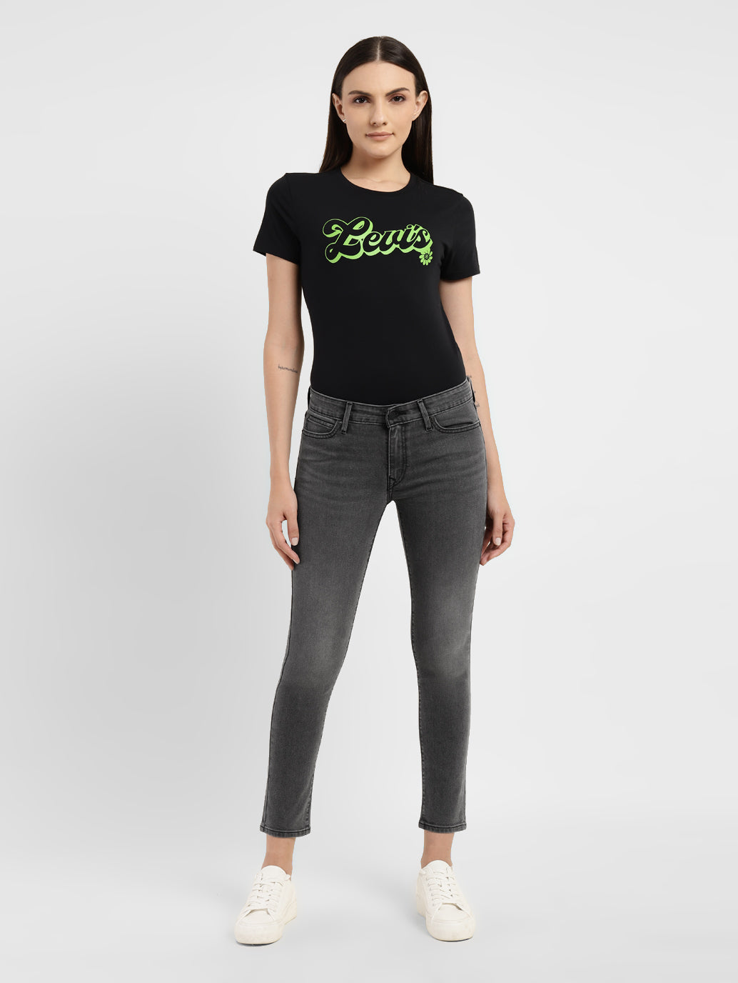Women's 710 Grey Skinny Fit Mid Rise Jeans