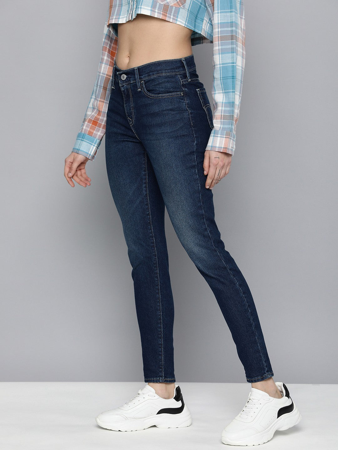 Women's 710 Blue Skinny Fit Mid Rise Jeans