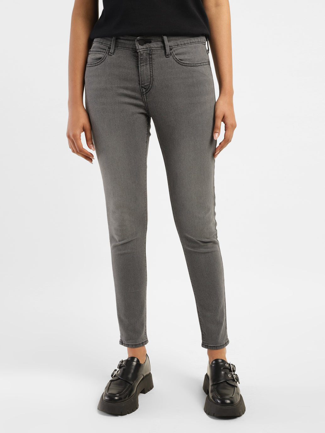 Women's 710 Dark Grey Skinny Fit Mid Rise Jeans