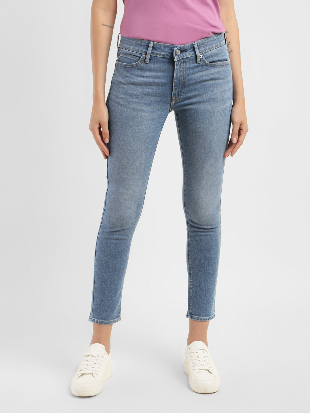 Women's 711 Blue Skinny Fit Mid Rise Jeans
