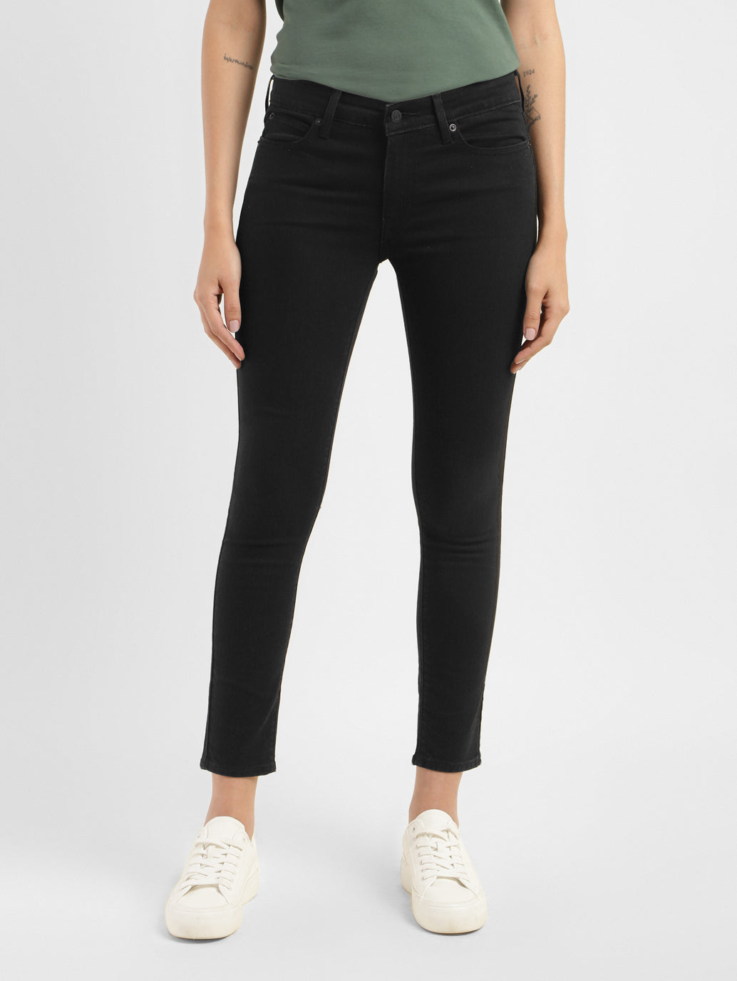 Women's 711 Black Skinny Fit Mid Rise Jeans