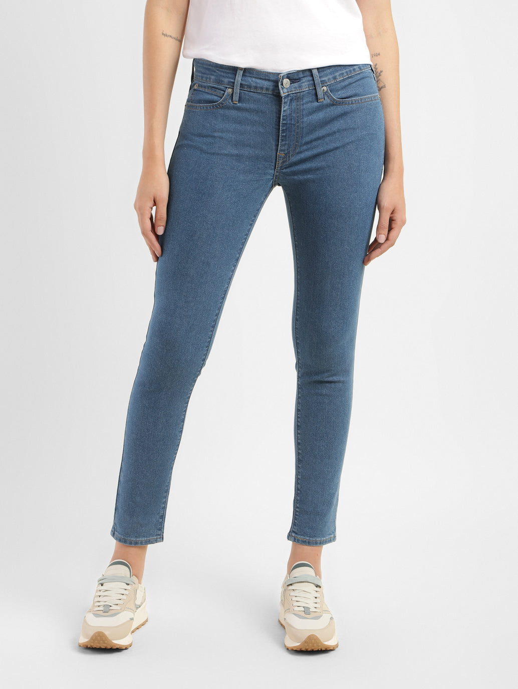 Women's 711 Blue Skinny Fit Mid Rise Jeans