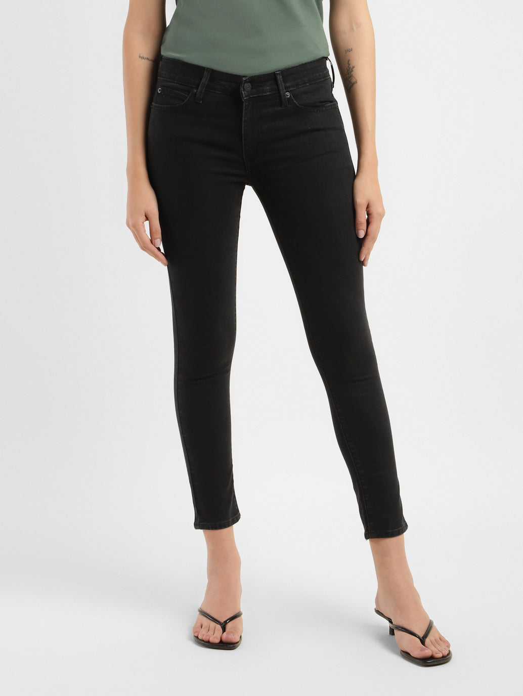 Women's 711 Black Skinny Fit Mid Rise Jeans