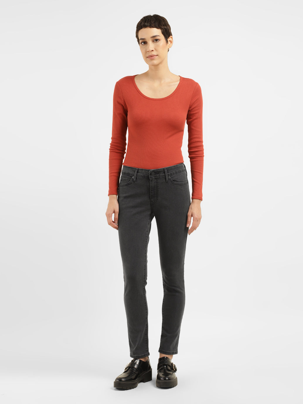Women's 711 Black Skinny Fit Mid Rise Jeans