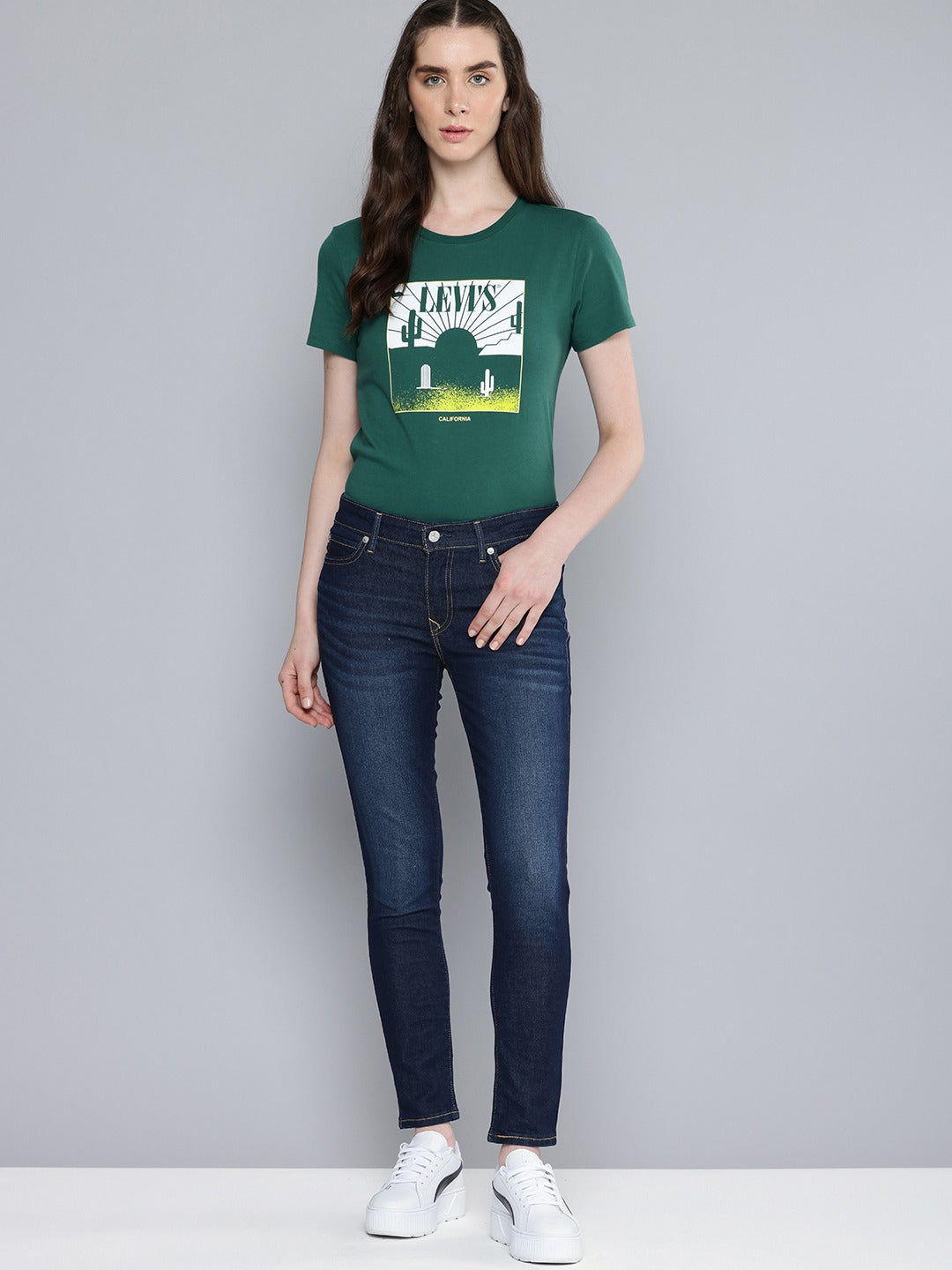 Women's 711 Blue Skinny Fit Mid Rise Jeans