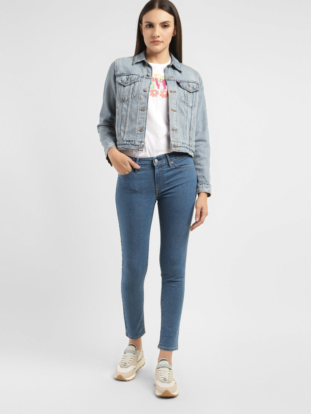 Women's 711 Blue Skinny Fit Mid Rise Jeans