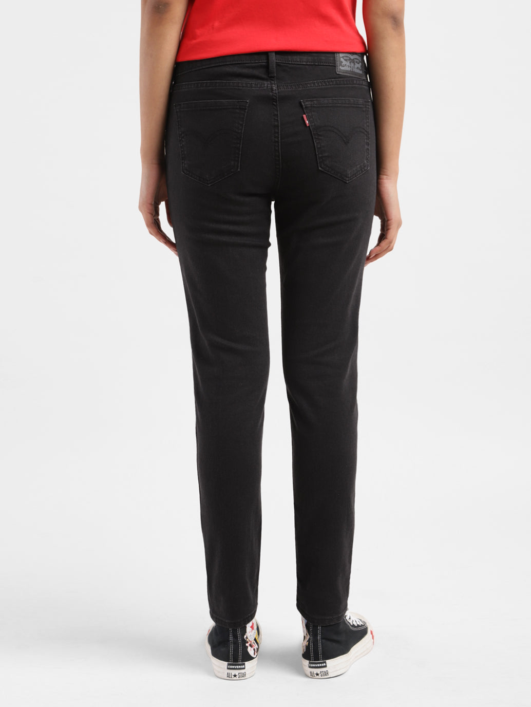Women's 711 Black Skinny Fit Mid Rise Jeans