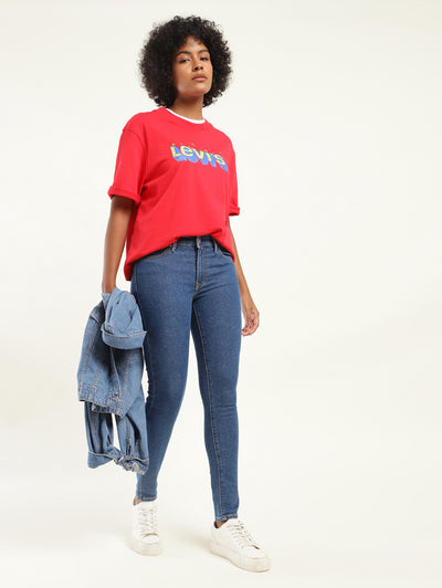 Women's 711 Blue Skinny Fit Mid Rise Jeans