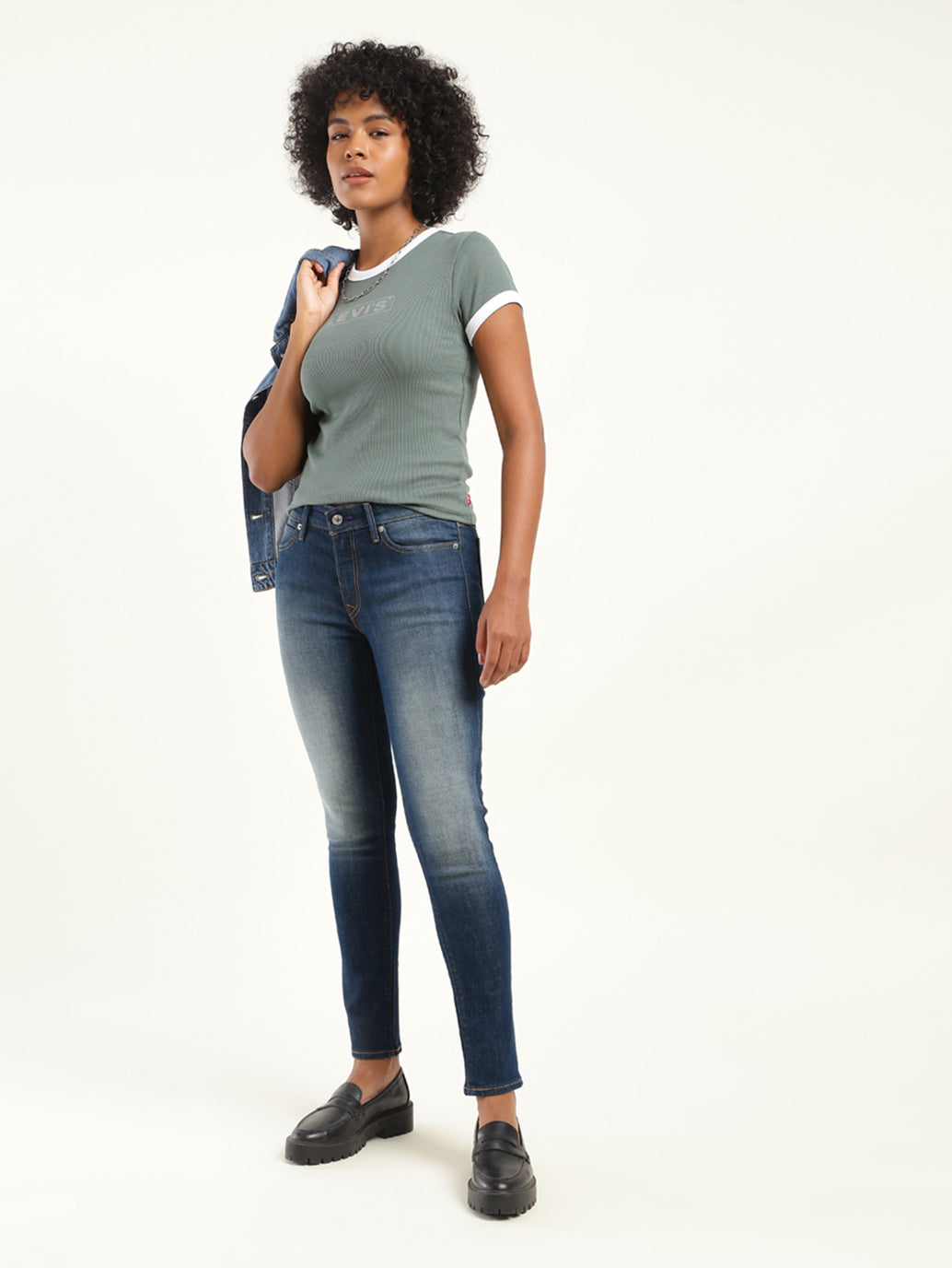 Women's 711 Blue Skinny Fit Mid Rise Jeans