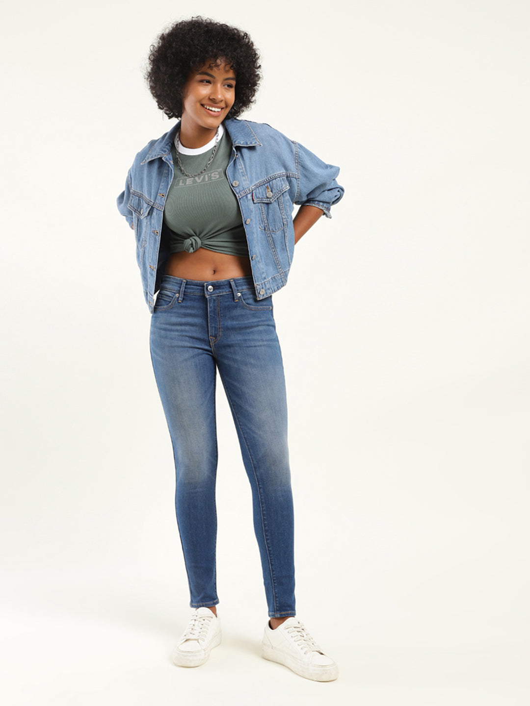 Women's 711 Blue Skinny Fit Mid Rise Jeans