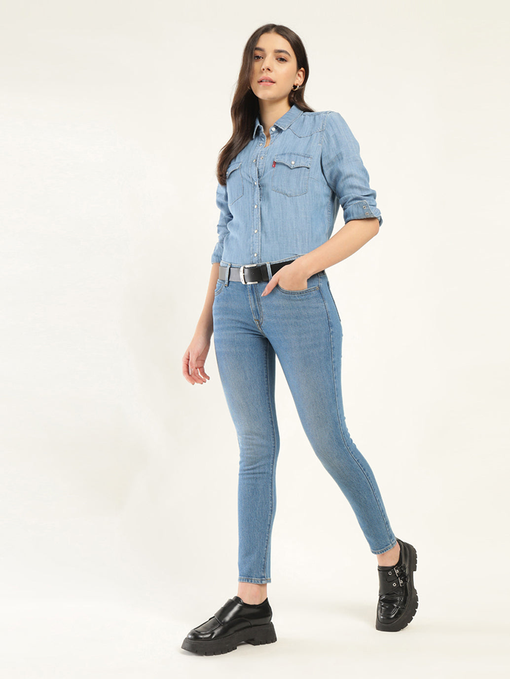 Women's 711 Blue Skinny Fit Mid Rise Jeans