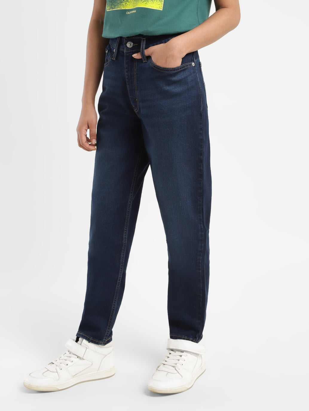 High-waisted Taper Fit Women's Jeans - Dark Wash
