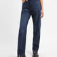 Women's Blue Ribcage Straight Fit High Rise Jeans - 9ed3b617-ab6f-45fc-a005-1eeb16b19966 View