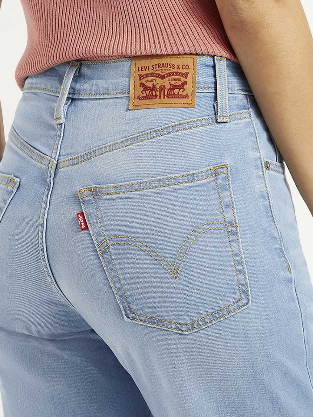 Women's Blue Ribcage Straight Fit High Rise Jeans - Detail View