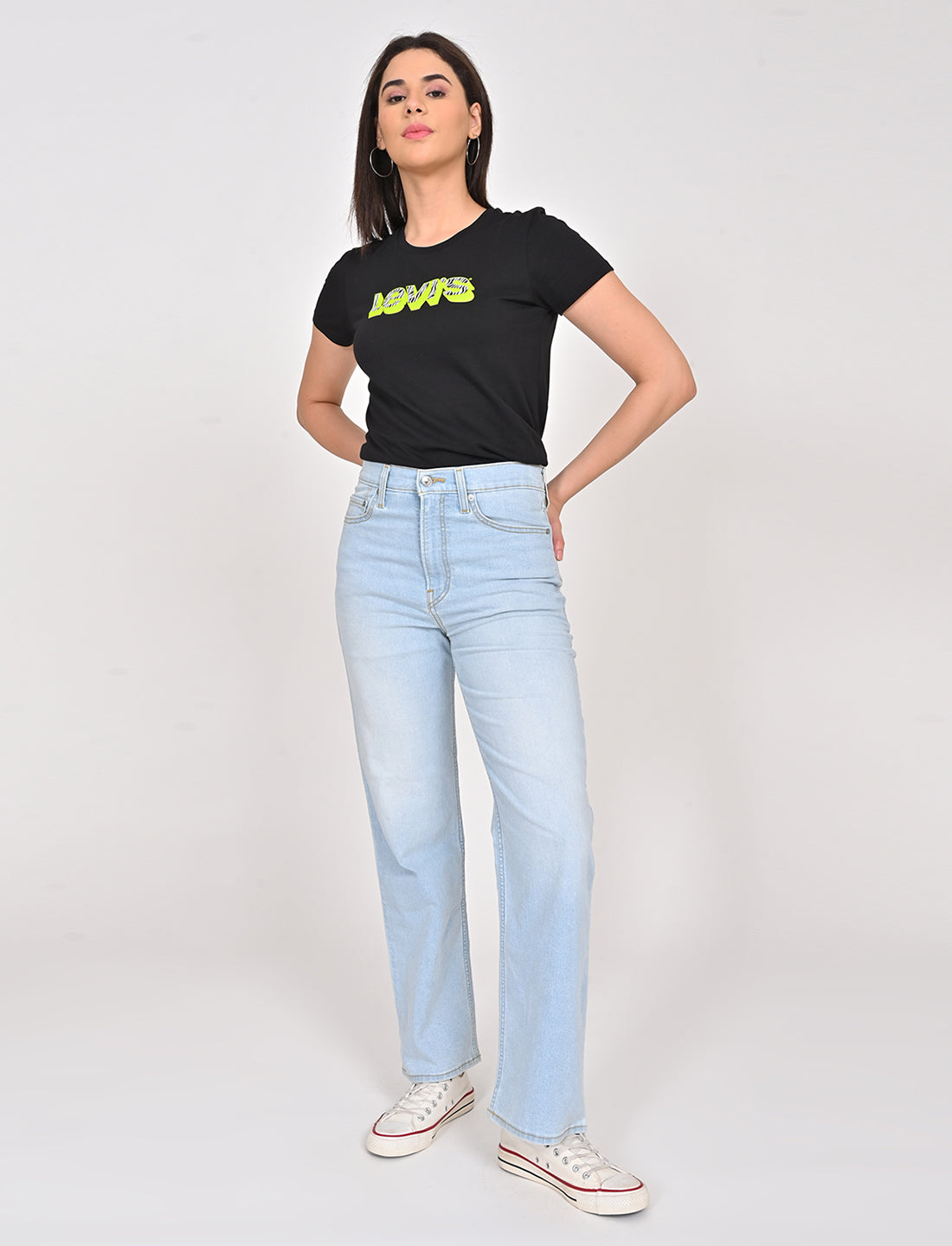 Women's Blue Ribcage Straight Fit High Rise Jeans
