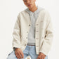 Men's Solid Cream V Neck Denim Jacket