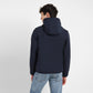 Men's Solid Navy Hooded Tailored Jacket