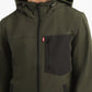 Men's Solid Olive Hooded Jacket