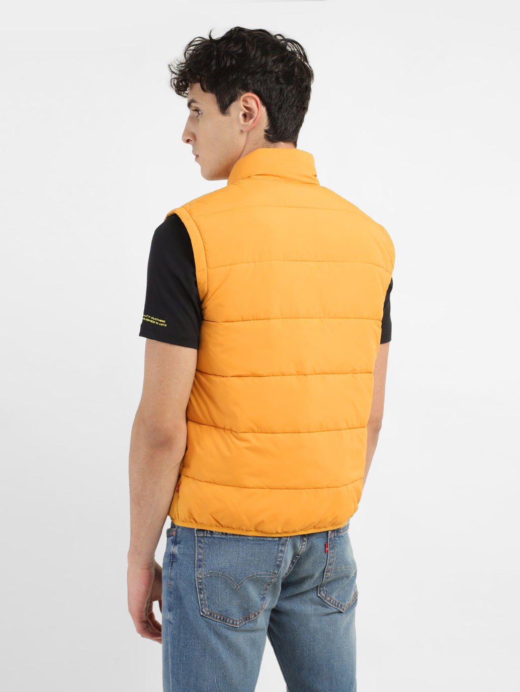Men's Orange High Neck Puffer Jackets - 6563e806-5da4-44d3-bd83-6b1300e76f21 View