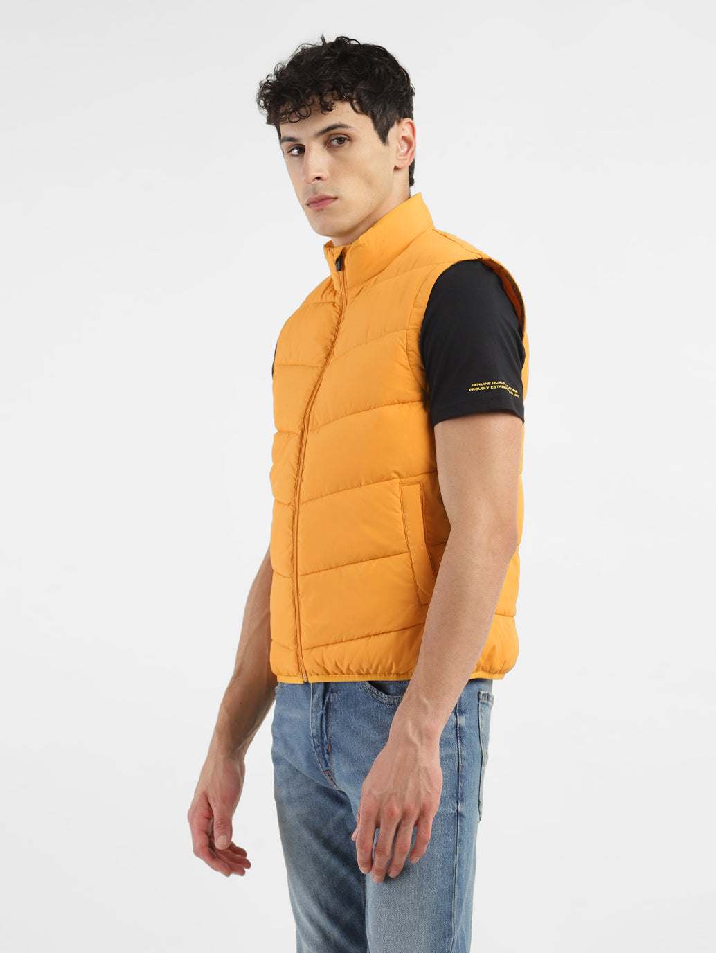 Men's Yellow High Neck Puffer Jackets